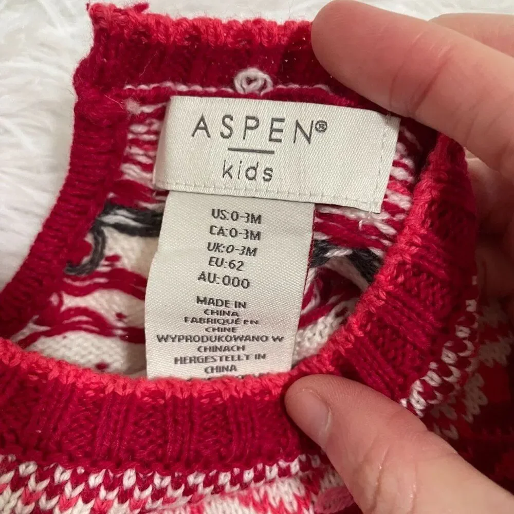 Kids Aspen Snow Flake Sweater in Red and White Size 0-3M